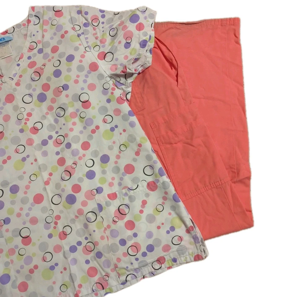 SB Scrubs Set Pookadots Size Medium Scrub Pants and Top - Image 2 of 4