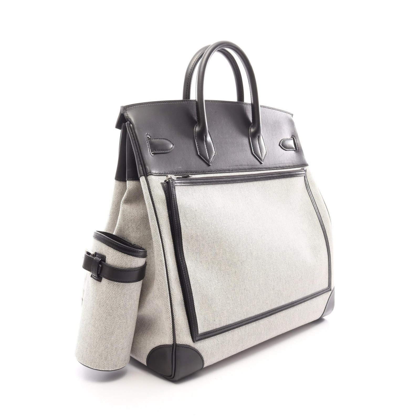 HERMES Haut a courroies 40 Cargo Pocket Handbag 26022516 canvas Calfskin SHW W image 2