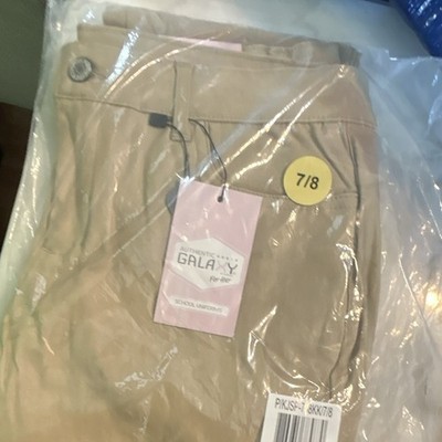 Galaxy by Harvic Girls Khaki Stretch School Khaki Pants 7/8 Cotton Pockets