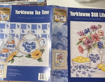 Pfaltzgraff Yorktowne Still Life & Tea Time Cross Stitch Pattern Leaflet Dishes