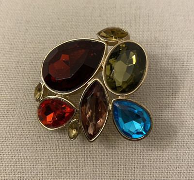 Vintage Napier Brooch Multicolor Faceted Glass Cluster 60-70 s