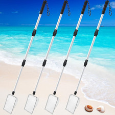 4 Pcs 22-42 Inch Shark Tooth Sifter, Sand Sifter, Beach Toys Scoop Shovel Metal