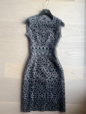 ALAÏA Stretchkleid- Edler Leo Look, Grau/schwarz Sexy Elegant- Gr. FR 38 DE 34