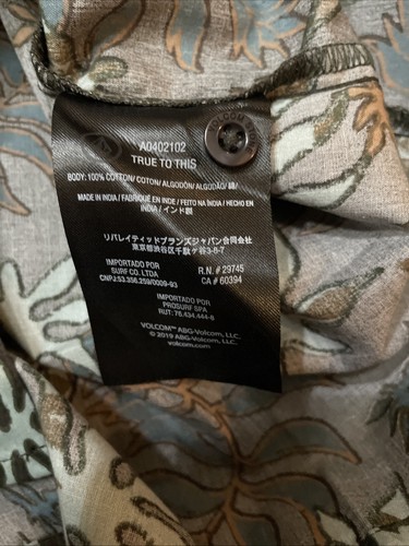 Volcom Warbler Size M Tropical Reef Leaves Cotton Shirt Front Pocket NEW $60 - Picture 8 of 8