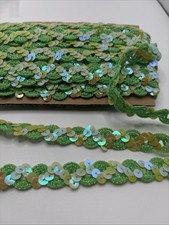 6 Yards Like Green Sequins Trim 1/2" Wide Non Stretch D8