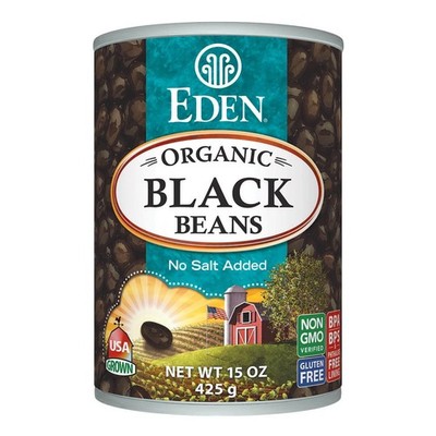 Organic Black Beans, 15 oz Can, No Salt, Non-GMO, Gluten Free, Vegan, Kosher,...