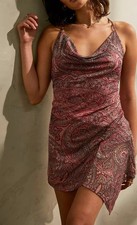 Urban Outfitters Glitter Paisley Mesh Mini Dress Pink Asymmetric Sz M