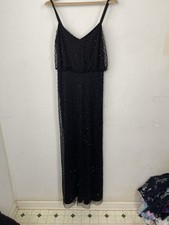 Adrianna Papell Women Dress 8 Black Art Deco Beaded Evening Formal Prom Event