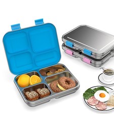 Stainless Steel Bento Box , Kids Metal Bento Lunch Box BPA Free, 4_Grid