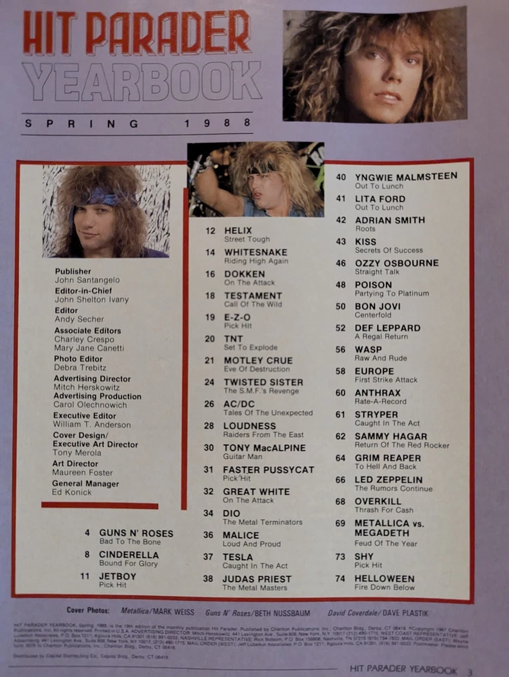 Hit Parader Magazine Yearbook Spring 1988 Whitesnake, Metallica, KISS, Stryper - Image 2 of 4