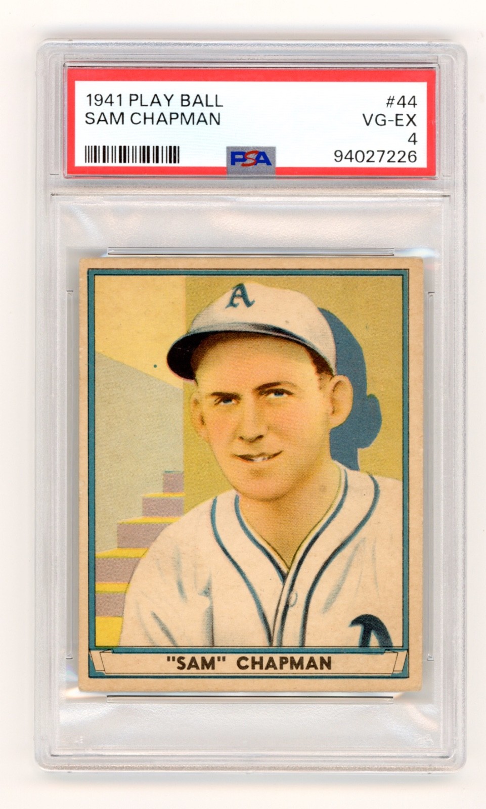 1941 Play Ball Baseball Card #44 Sam Chapman PSA VG-EX 4