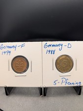 2‑Coin Bundle – Germany 1979‑F One Pfennig & 1988‑D Five Pfennig