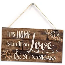 This Home is Built on Love Distressed Look 5 x 10 inch Wood Plank Design 