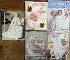 Lot of 5 Knit/Crochet Pattern Books for Baby Blankets Afghans Hats