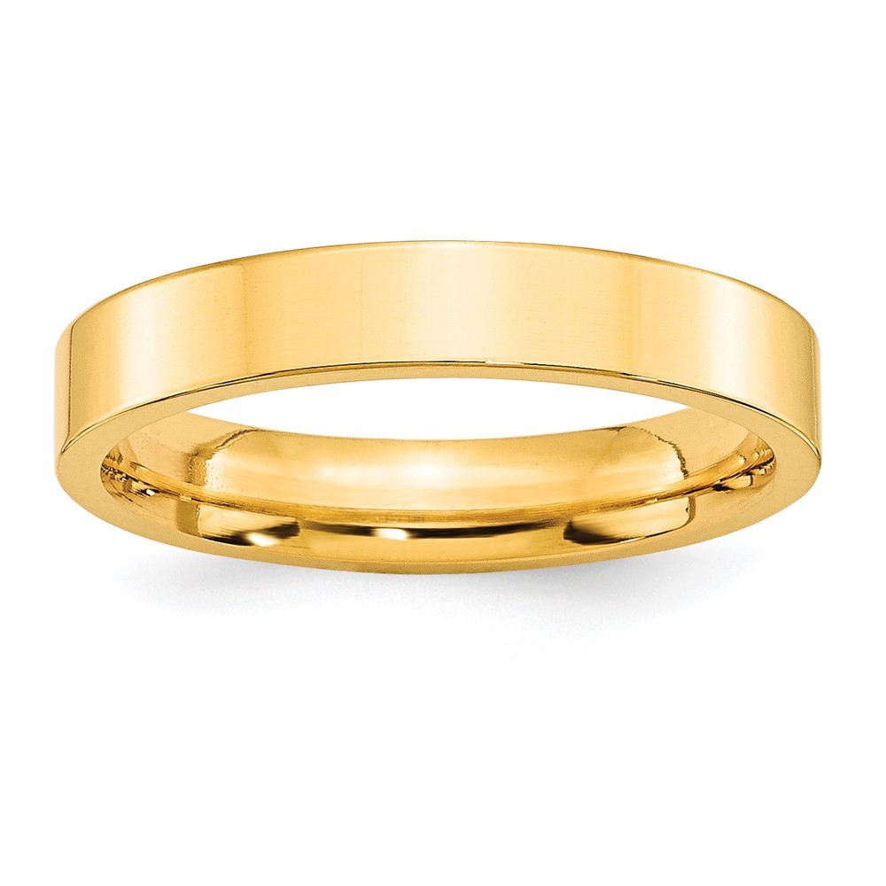 10k Yellow Gold 4mm Standard Weight Flat Comfort Fit Wedding Band Ring Size 7