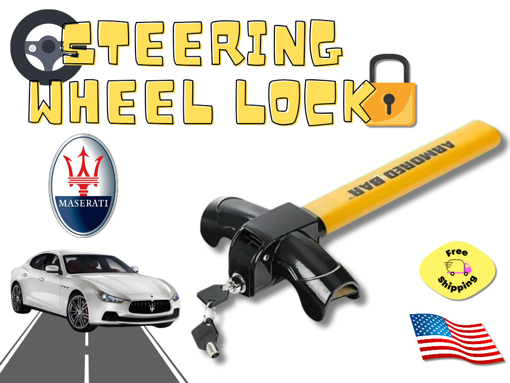 For all MASERATI Cars Steering Wheel Lock Twin Hooks Yellow – Luxury Security