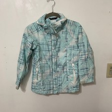 Columbia Interchange Youth Jacket Size 7/8 Blue White Plaid Full Zip Shel READl