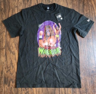 NEW ERA Retro Ultimate Warrior WWE Crew Neck Heavy T Shirt, Men's Medium, NEW!!