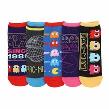 Pac-Man Retro Pixel Characters Women's 5-Pair Ankle Socks