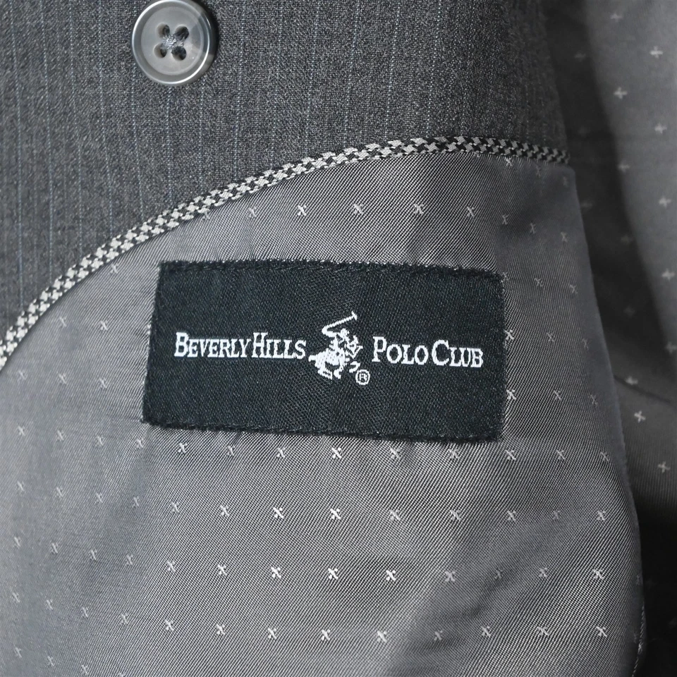 Beverly Hills Polo Club 46R 40x29 Gris Rayas Hombres Chaqueta Pantalones Traje Foto 4 de 4
