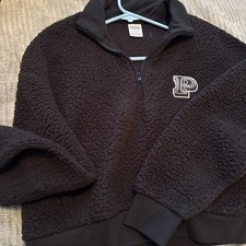 PINK Victoria s Secret New Black Half Zip Collared Sweatshirt Size XS MSRP 60
