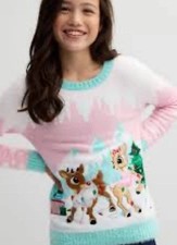 OFFICIAL Rudolph the Red-Nosed Reindeer Girls SM 7 Sweater PASTELS Christmas EC