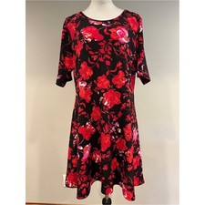 Apt 9 Red Floral A-Line short sleeves plus size mini Dress size XXL