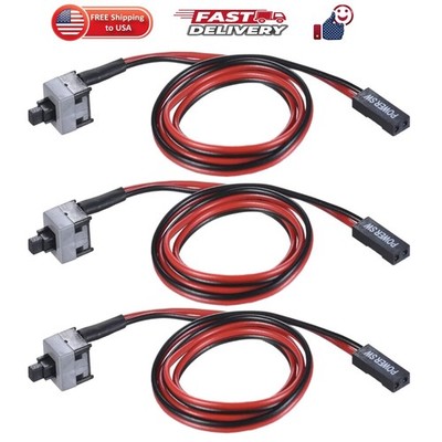 3 Pack 2 Pin SW PC Desktop Power Cable On/Off Push Button ATX Computer Switch...