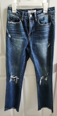 Womens Vervet North End High Rise Denim Crop Straight Distressed Jeans SZ 25  