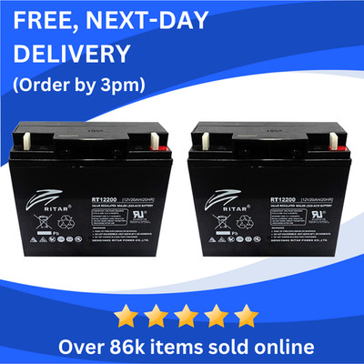 2x Ritar RT12200 12V 20Ah Batterien, wartungsfrei, 12 Monate Garantie