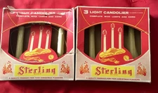 Vintage Sterling 3 Light Electric Christmas Candoliers in Original Boxes 2 sets