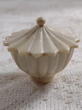 Antique Hand Crafted Decorative Trinket Box Bone Over Wood Miniature 