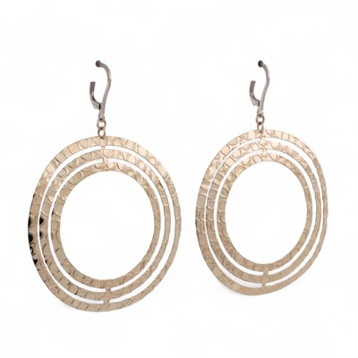 Dreikreis Ohrhänger Ohrhänger 14K Gold Schnappverschlüsse 2,55'' Damen Nachlass