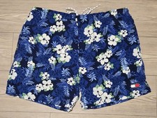 Tommy Hilfiger Swim Trunks Shorts Mens Large Blue White Floral Tropical