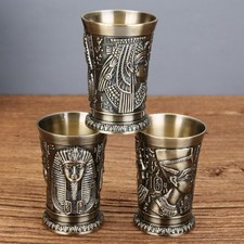 Metal Ancient Egyptian Mug Pharaoh King Tut Carved Cocktails Wines Cup Goblet