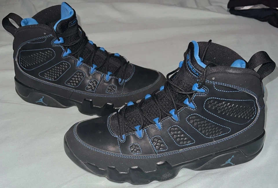 Retro Air Jordan 9 Negro Parte Inferior Foto Azul *TALLA 10.5* Foto 2 de 4