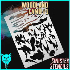 Airbrush Paint Stencil - Woodland Camo 12 mil Mylar, Reusable Stencil for Custom