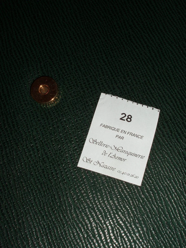 Porte document cuir VERT ANGLAIS fait par sellerie maroquinerie de l'ARMOR - Photo 3/4