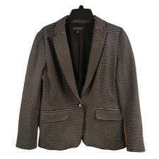 Ann Taylor Women's 12 Black White Striped Pearl Buttons Blazer Suit Coat