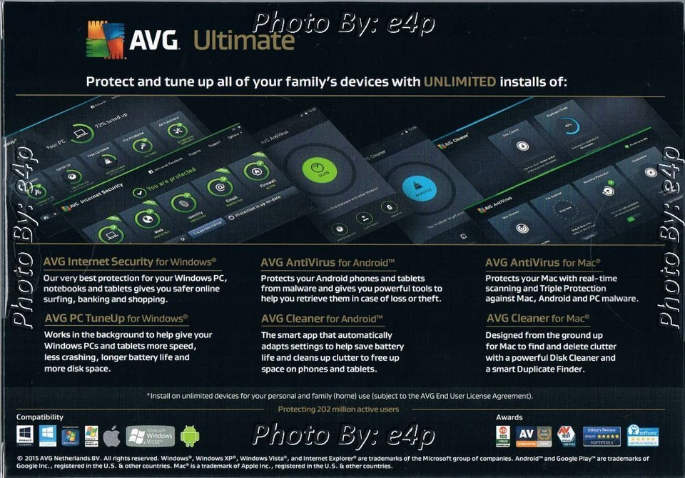 AVG ULTIMATE 2016 UNLIMITED DEVICES 1 YEAR WINDOWS MAC ANDROID BRAND NEW SEALED! - Image 2 of 4