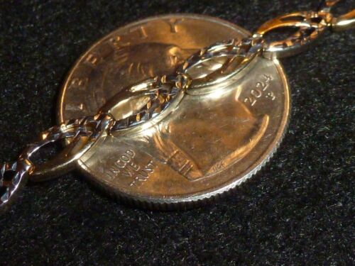 10K SOLID YELLOW/WHITE GOLD DIAMOND-CUT CROSSOVER LINK BRACELET - 7" - 2.60 G - Picture 6 of 11