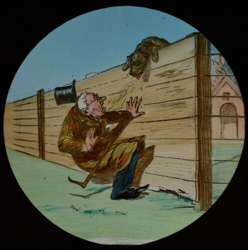 Magic Lantern Slide THE OLD MAN AND THE MASTIFF NO3 C1890 VICTORIAN COMIC TALE - Picture 1 of 2