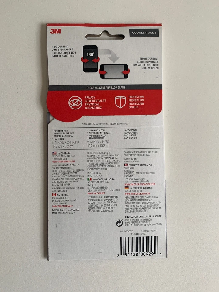 Protector de pantalla de privacidad 3M para teléfono Google Pixel 2 negro, brillante, MPPGG007 Foto 3 de 3