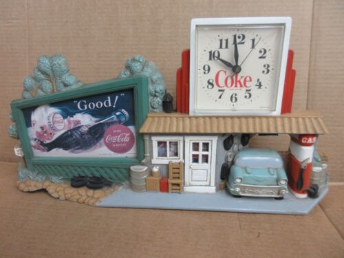Vintage Coke Gas Service Station Hanging Wall Clock Sign Advertisement  A - Picture 1 of 14