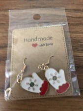 Christmas Decorative Mittens Fashionable Earrings Gold Hypoallergenic Hook