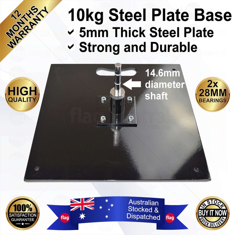 A - 10kg Steel Plate Flag Base - Strong Steel - Indoor or Outdoor - 1