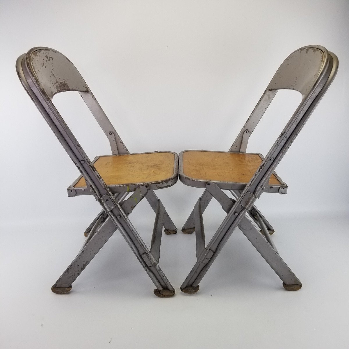 Lot of (2) Vtg 1950s Metal Children's Child's Folding Chair Lot of (2) Vtg 1950s Metal Children's Child's Folding Chair