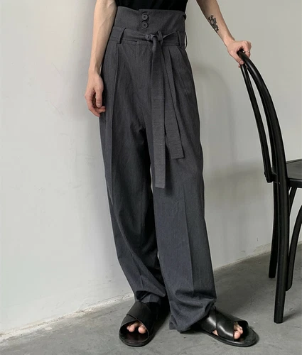 Women High Waist Wide Leg Pants office Long Suit Pants Unisex Casual Trousers - Picture 4 of 17