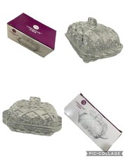 Glass Transparent Butter Dish with Lid and Handle Cut Pattern Base & Lid TB019