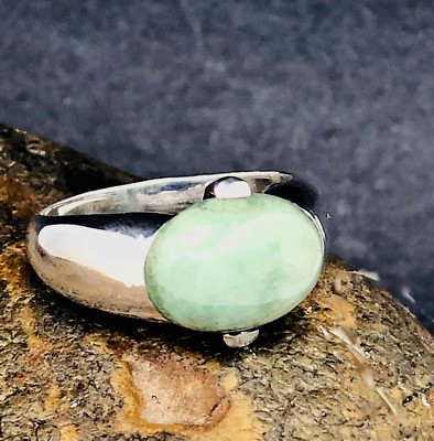 ECHTER JADE RING gefasst in .925 STERLINGSILBER SCHNELLER KOSTENLOSER VERSAND!!